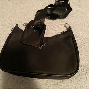 Nylon Crossbody bag black clutch with strap